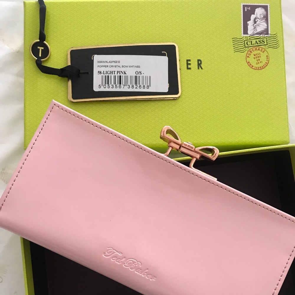 Ted baker blush pink wallet with crystal bow